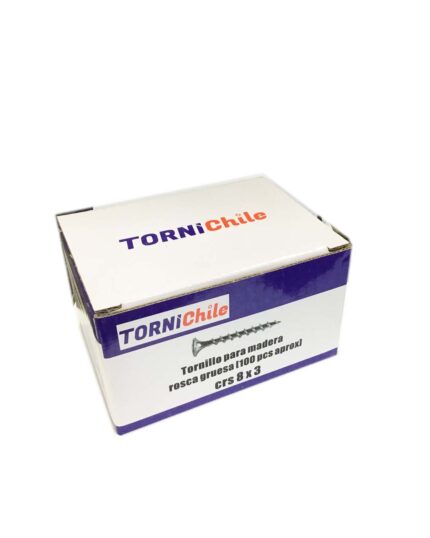 Tornillo para Madera Rosca Gruesa 8 x 3″ - Caja 100 Unidades